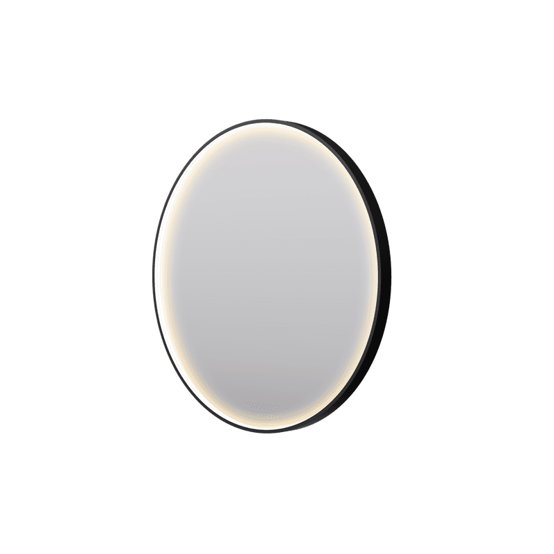 Eclipse Circle Black LED Framed Mirror with Demister