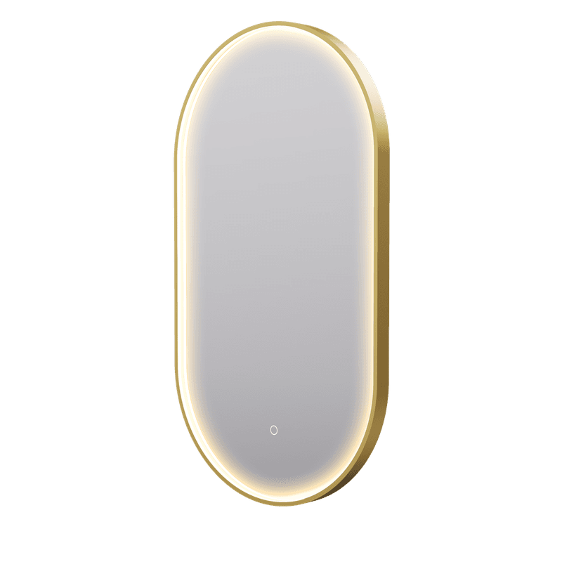 Eclipse Obround Gold LED Framed Mirror with Demister