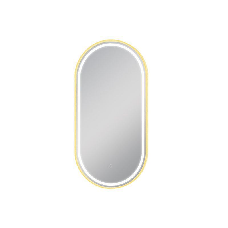 LED Framed Oval Mirror Brushed Brass 500x1000mm