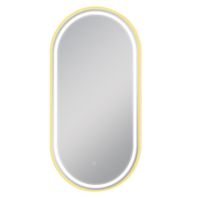 LED Framed Oval Mirror Brushed Brass 500x1000mm