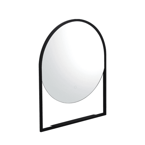 Frame Round LED Mirror with Shelf