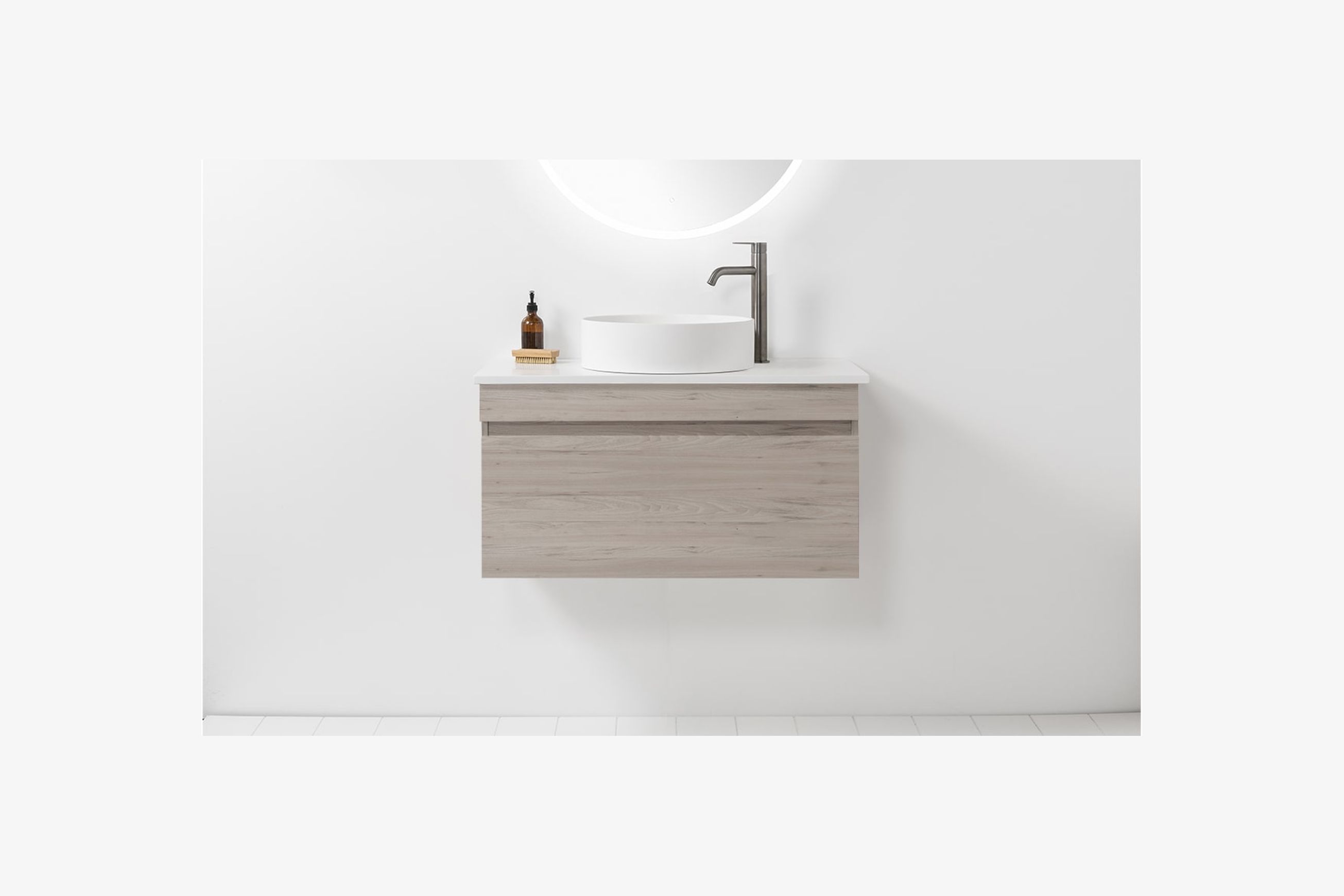 Soft Solid Surface Wall-Hung Vanity, 1 Drawer