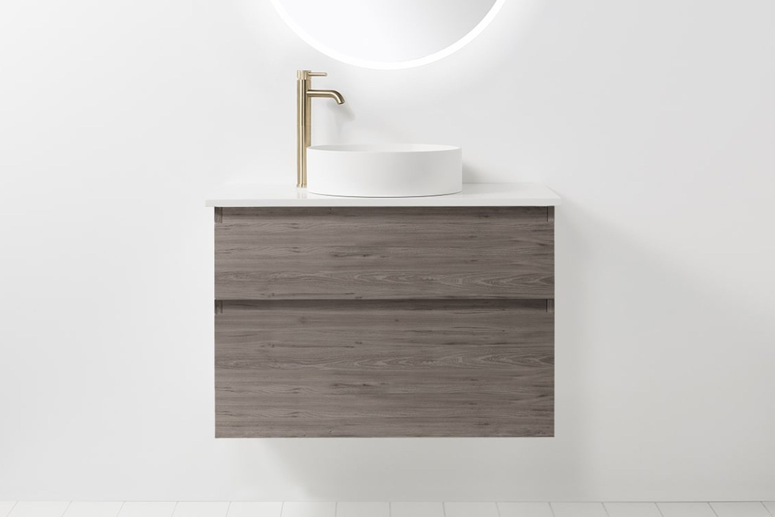 Soft Solid Surface Wall-Hung Vanity, 2 Drawers