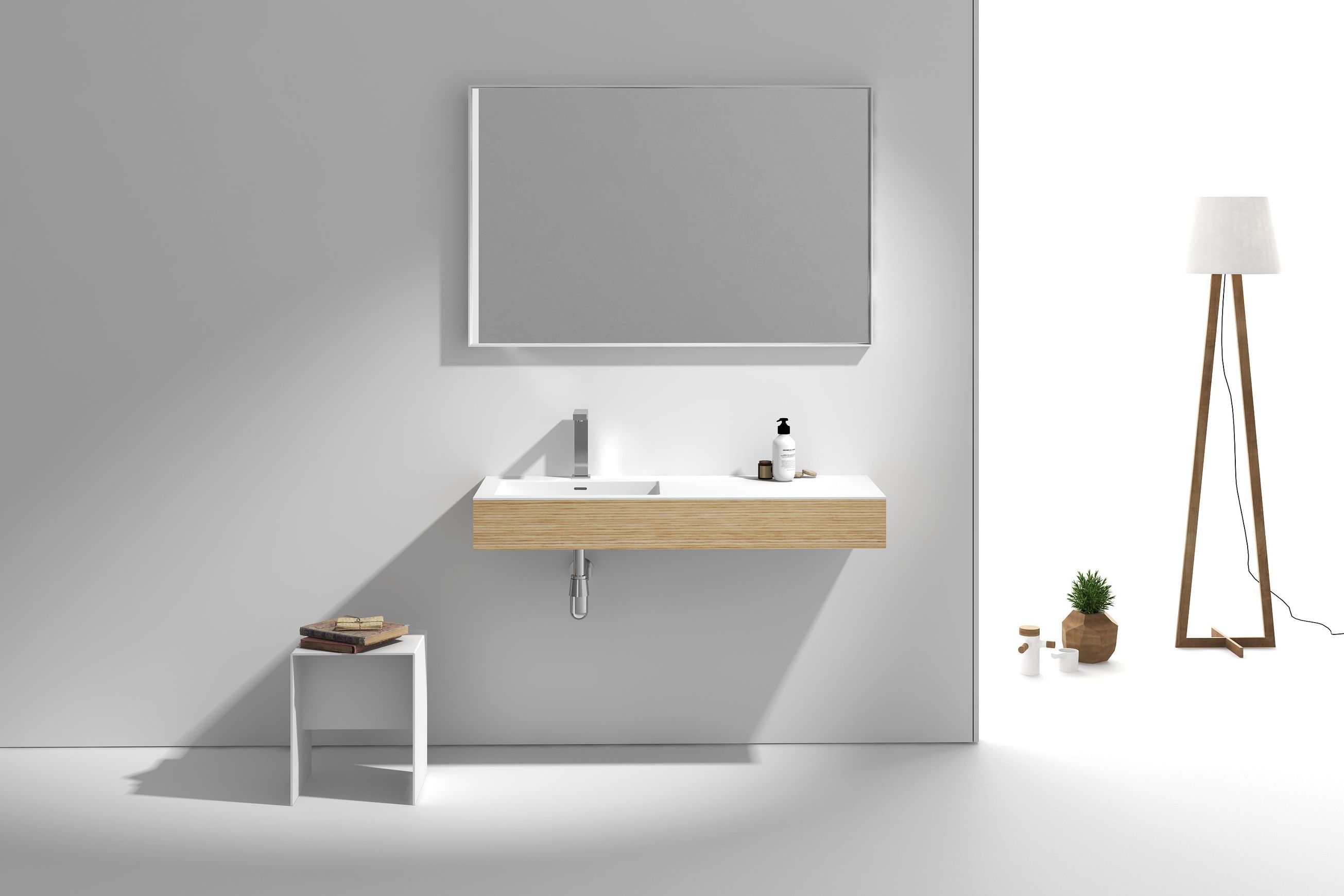 1200mm Wall Hung Solid Surface Timber Vanity G38561-C