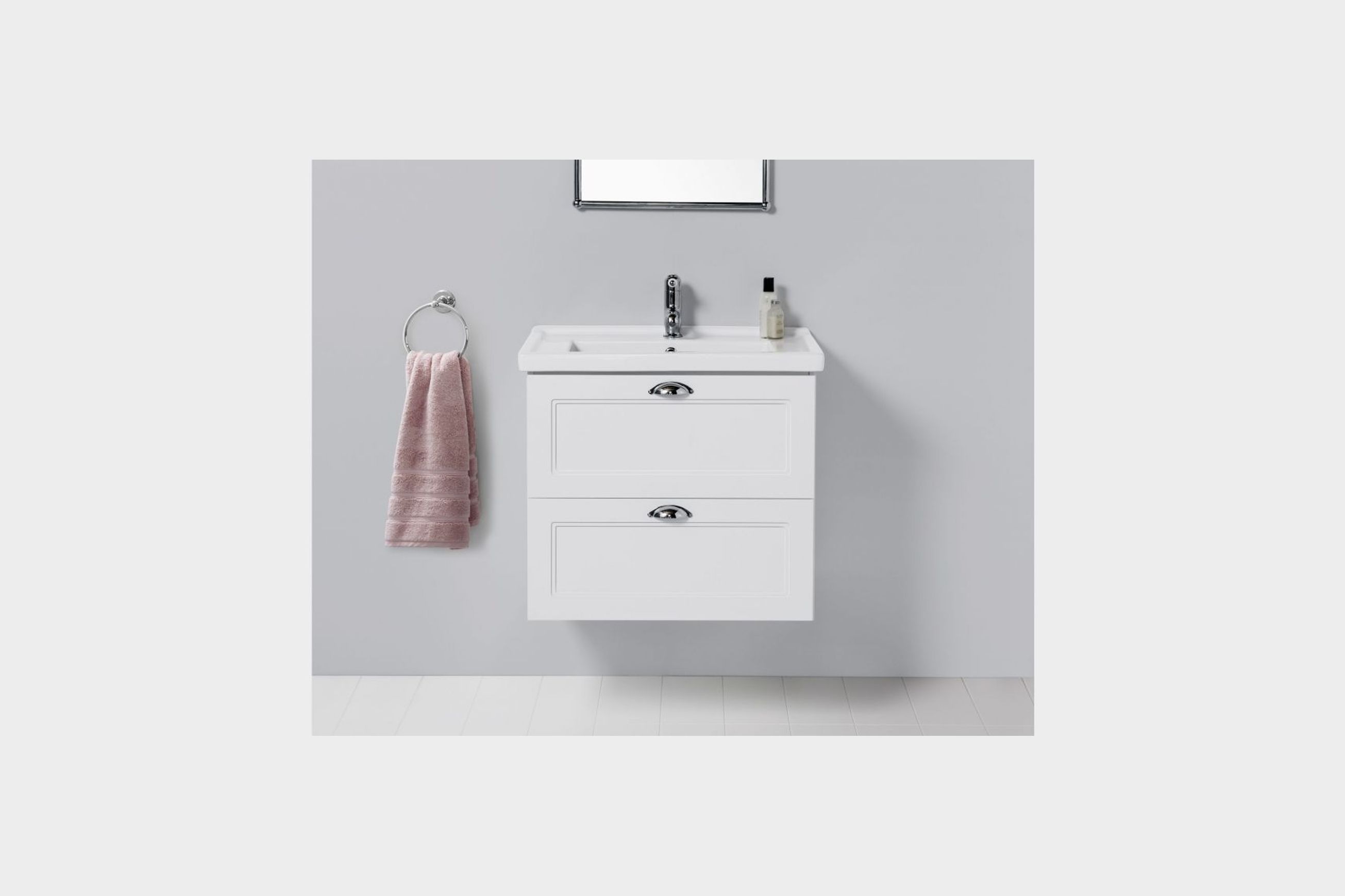 English Classic Wall-Hung Vanity, 2 Drawers