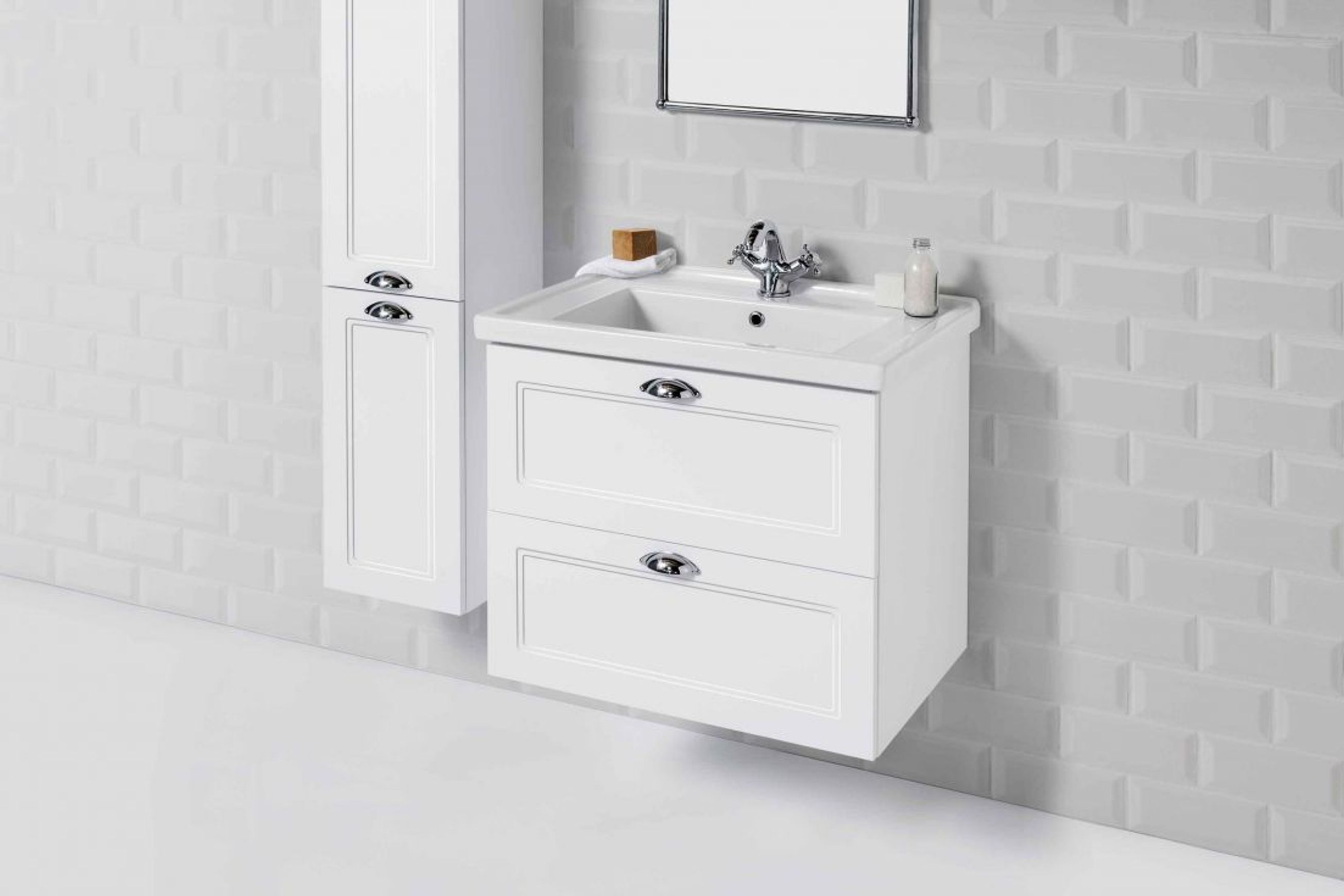 English Classic Wall-Hung Vanity, 2 Drawers