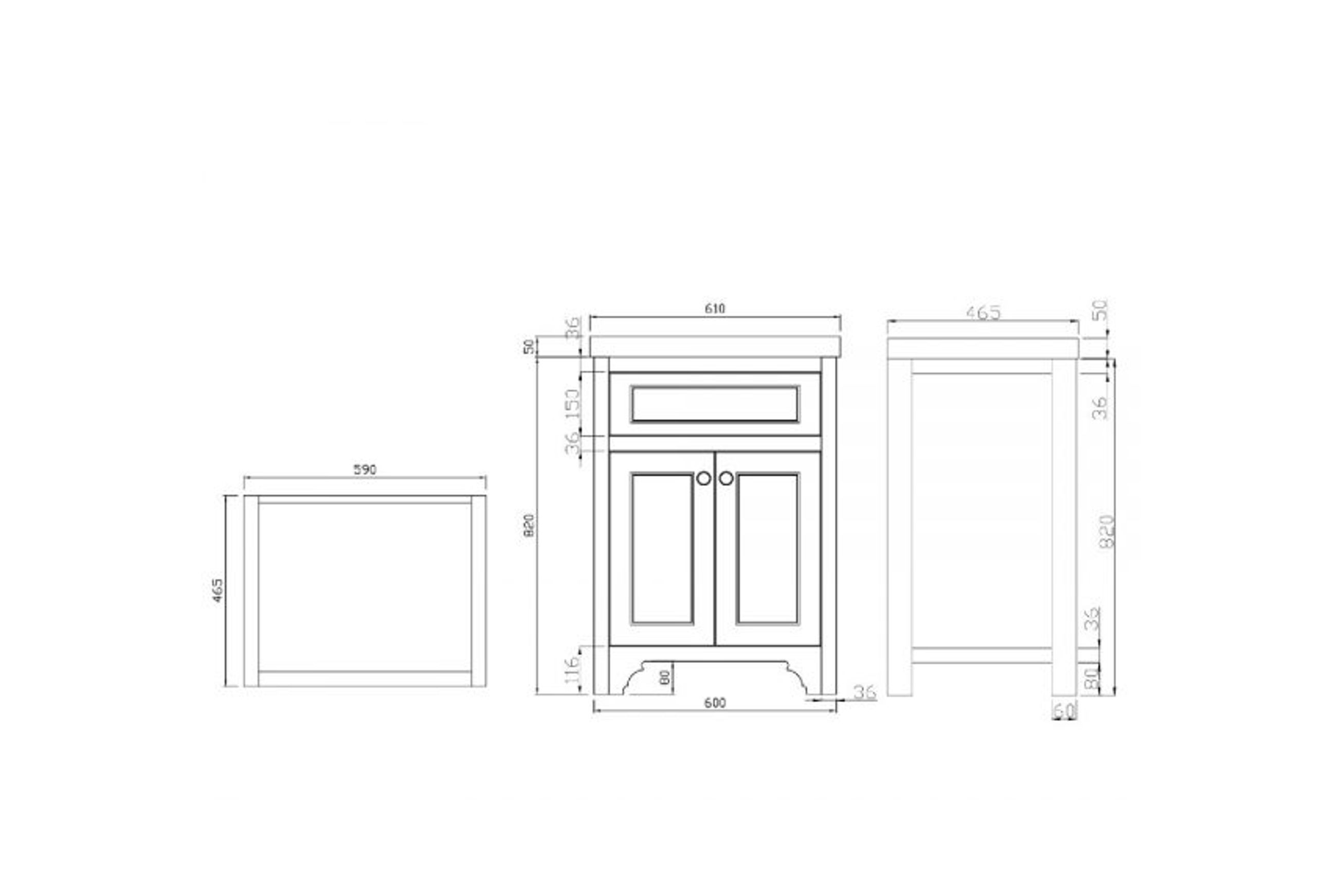 Kzoao 600mm Grey England Freestanding Vanity