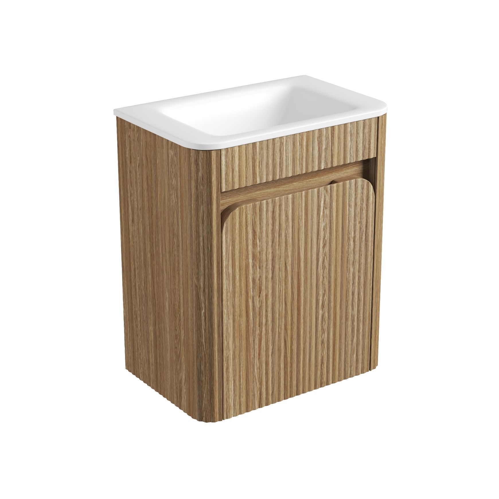 AulicMini Hartelle Fluted Wall Hung Harvest Oak Cabinet