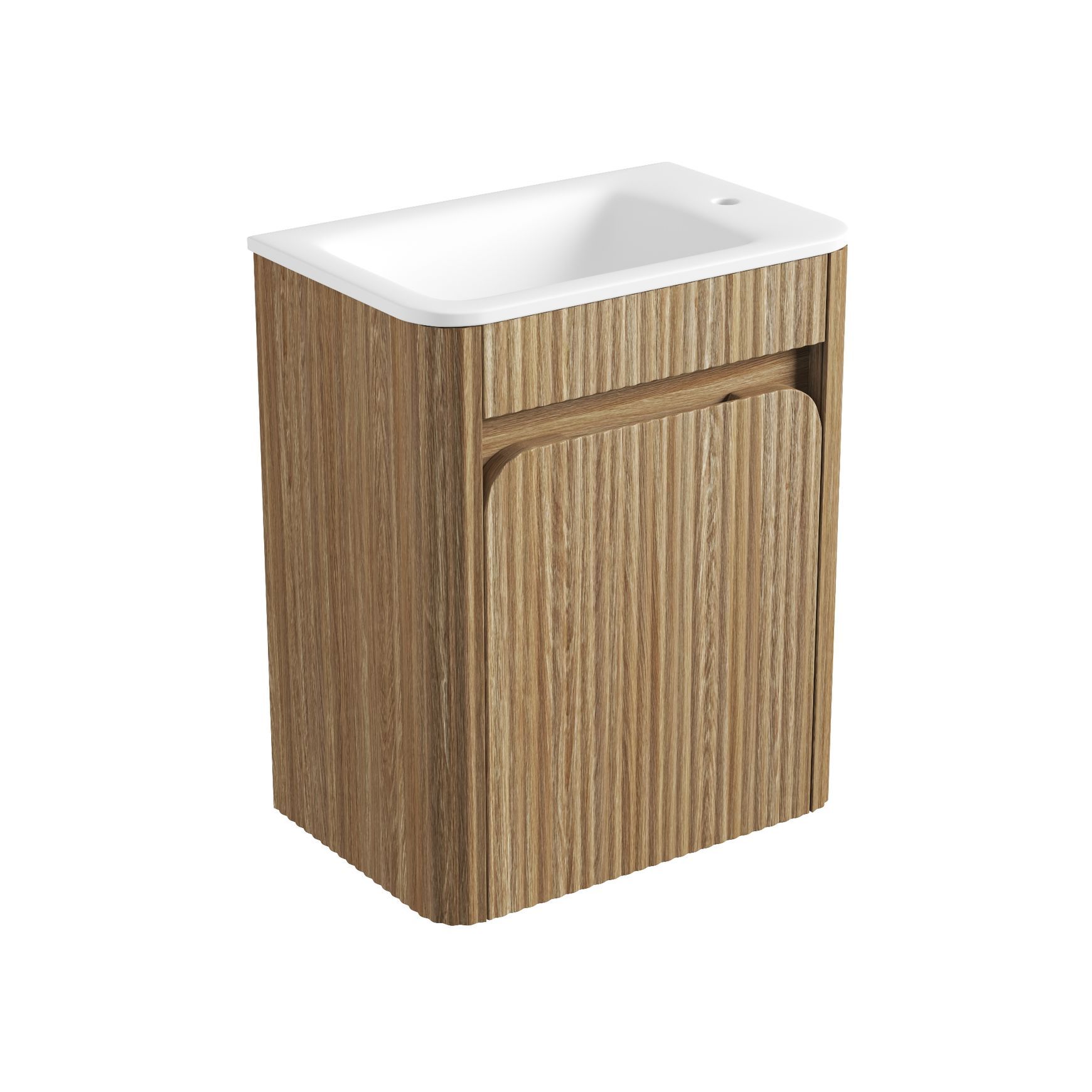 AulicMini Hartelle Fluted Wall Hung Harvest Oak Cabinet