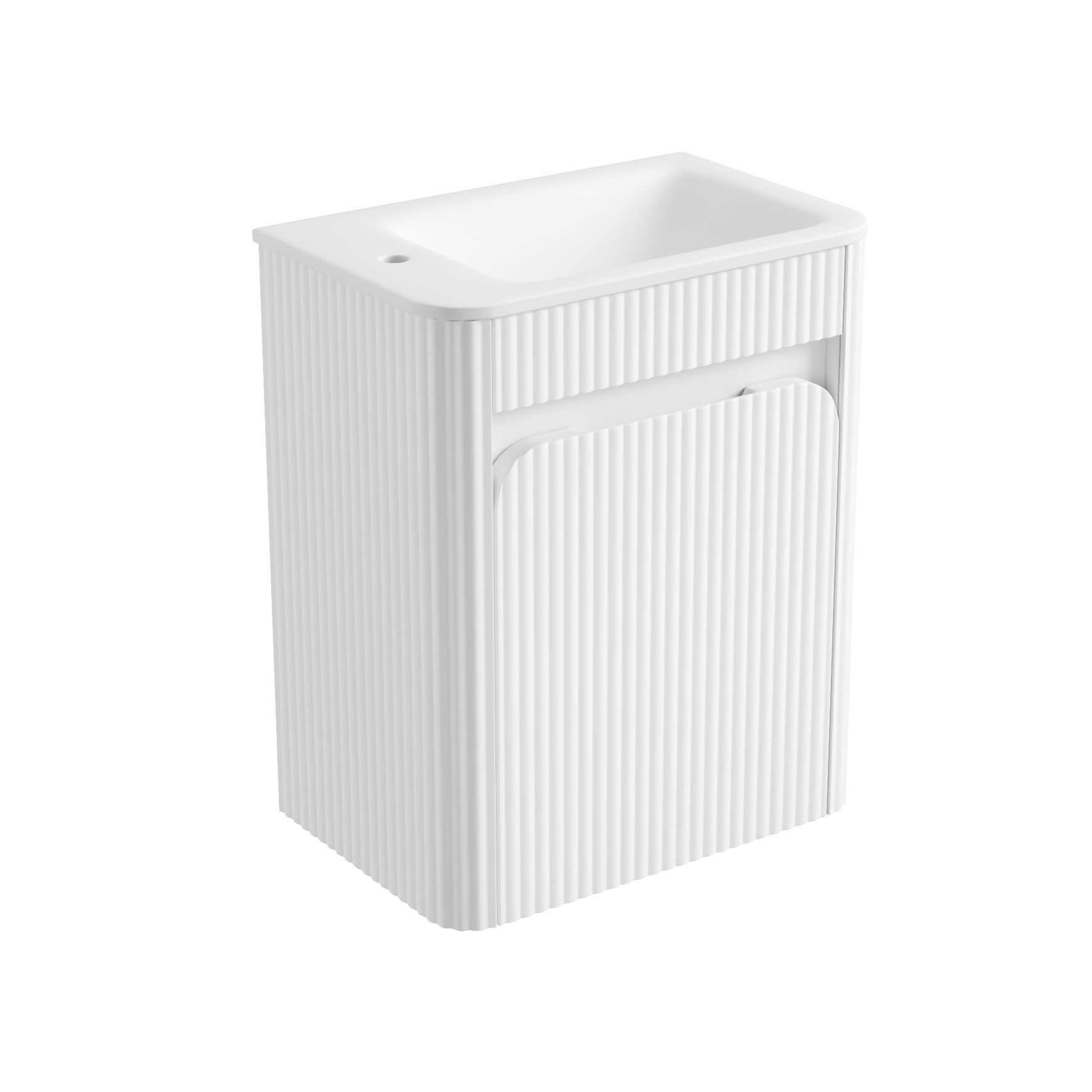 Aulic Mini Hartelle Fluted Wall Hung Matte White Vanity