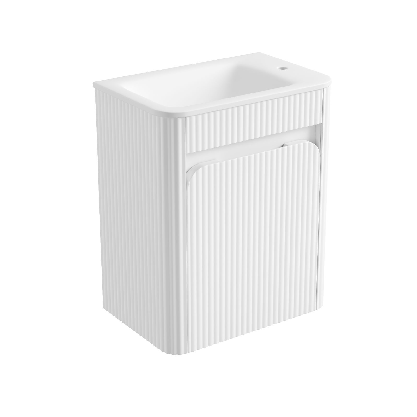Aulic Mini Hartelle Fluted Wall Hung Matte White Vanity
