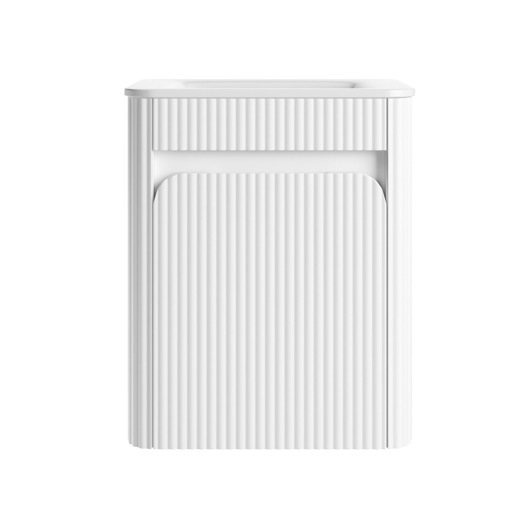 Aulic Mini Hartelle Fluted Wall Hung Matte White Vanity