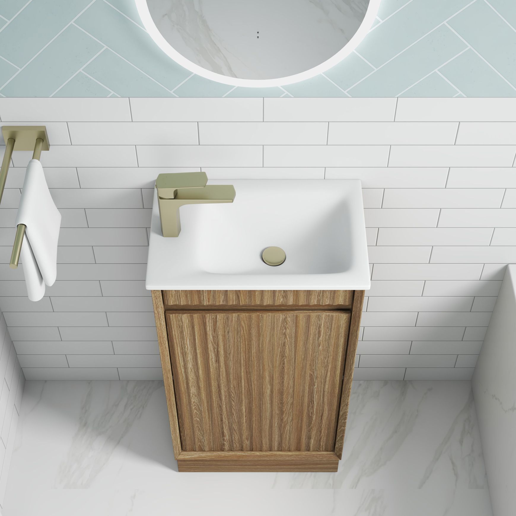 Aulic Mini Ravia Fluted Harvest Oak Cabinet