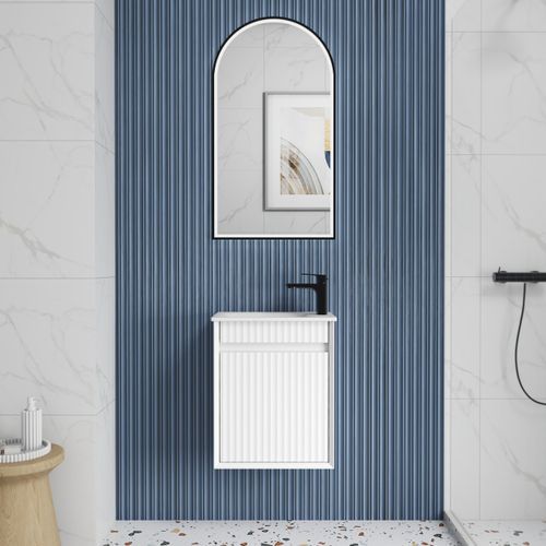 Aulic Mini Ravia Fluted Wall Hung Matte White Cabinet