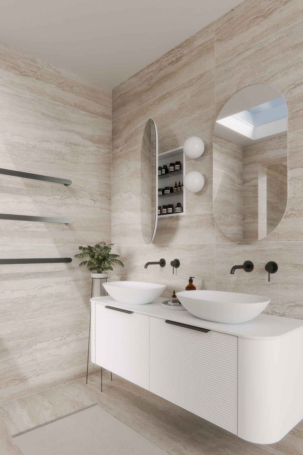 Code Neo Oval Inset Mirror Cabinet 500 X 950Mm