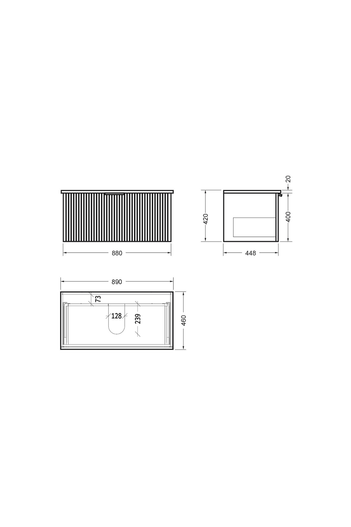 Pettine 900 Single Centre Bowl Wall Vanity