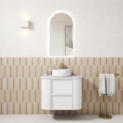 Aulic Ramee Fluted Wall Hung 750mm Matte White Cabinet