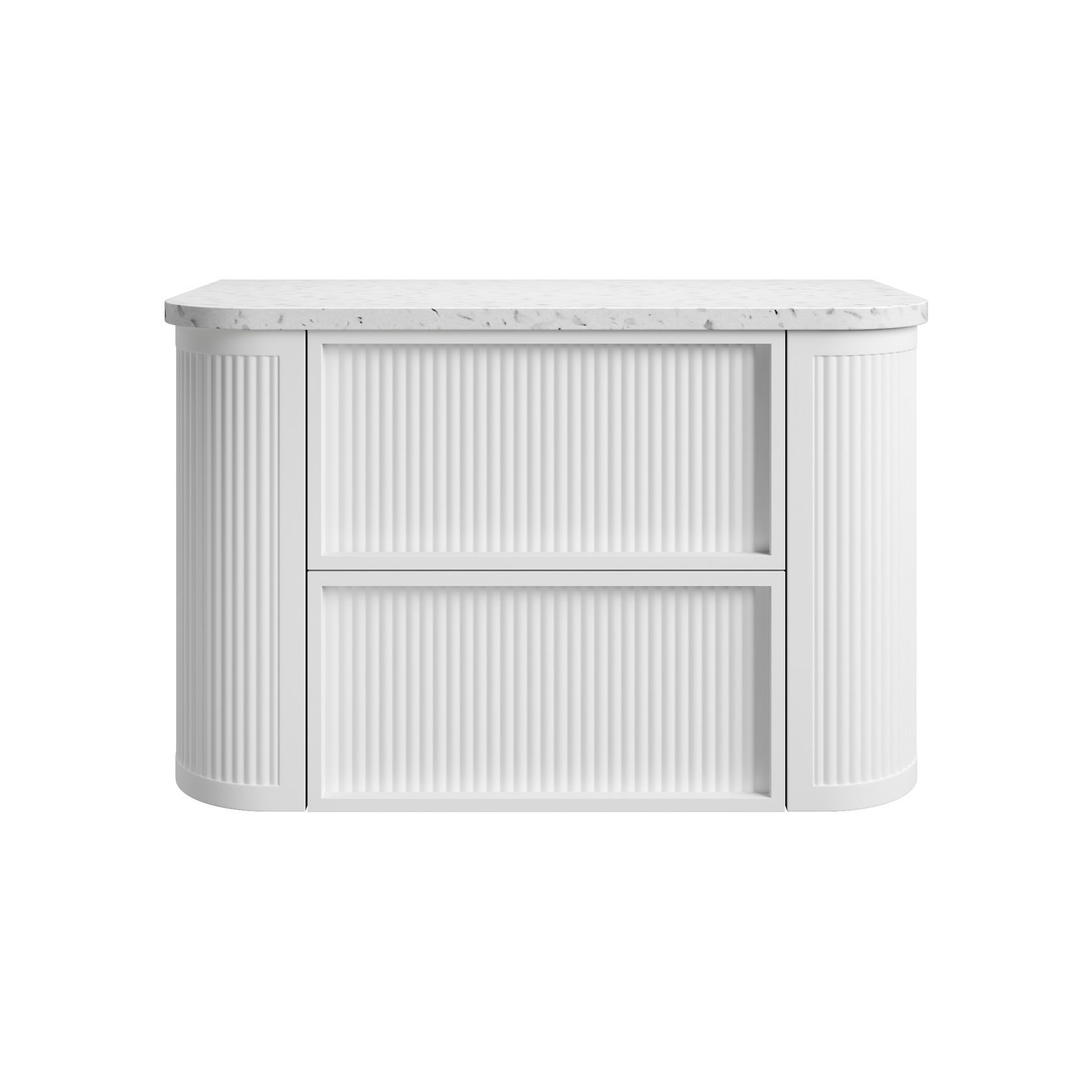 Aulic Ramee Fluted Wall Hung 900mm Matte White Cabinet
