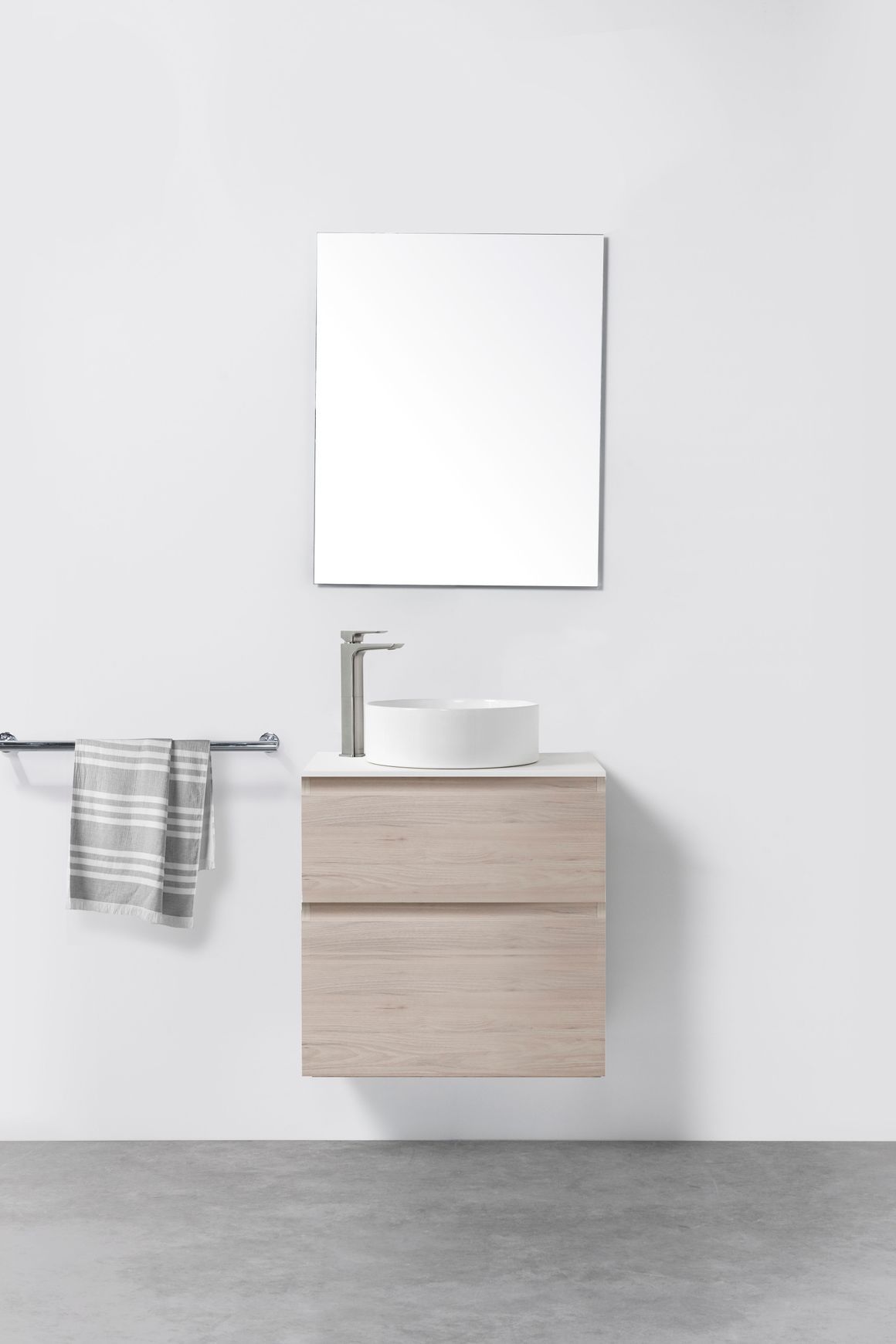 Soft Solid Slim Wall-Hung Vanity, 2 Drawers