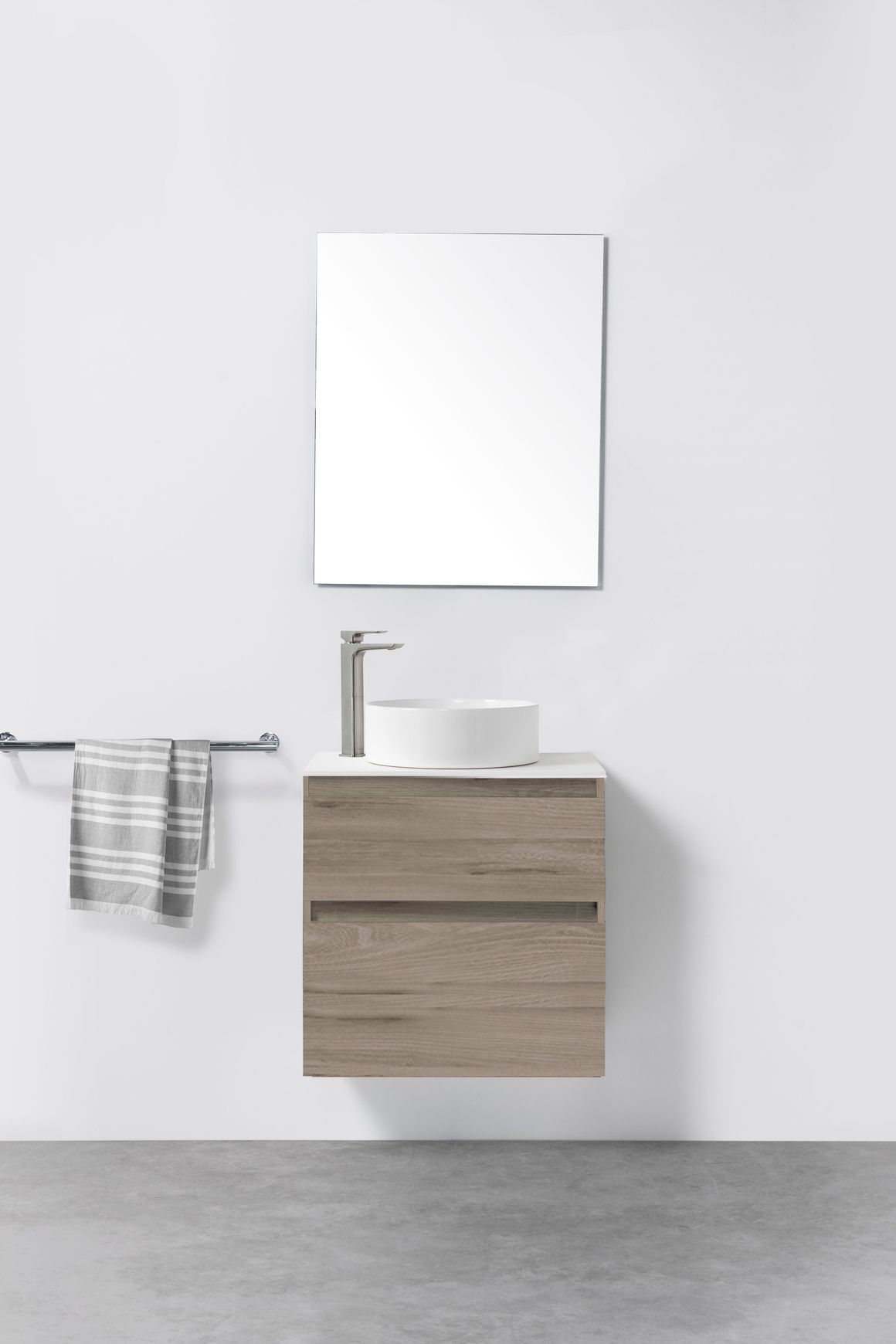 Soft Solid Slim Wall-Hung Vanity, 2 Drawers