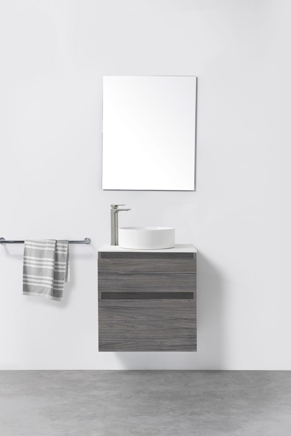 Soft Solid Slim Wall-Hung Vanity, 2 Drawers