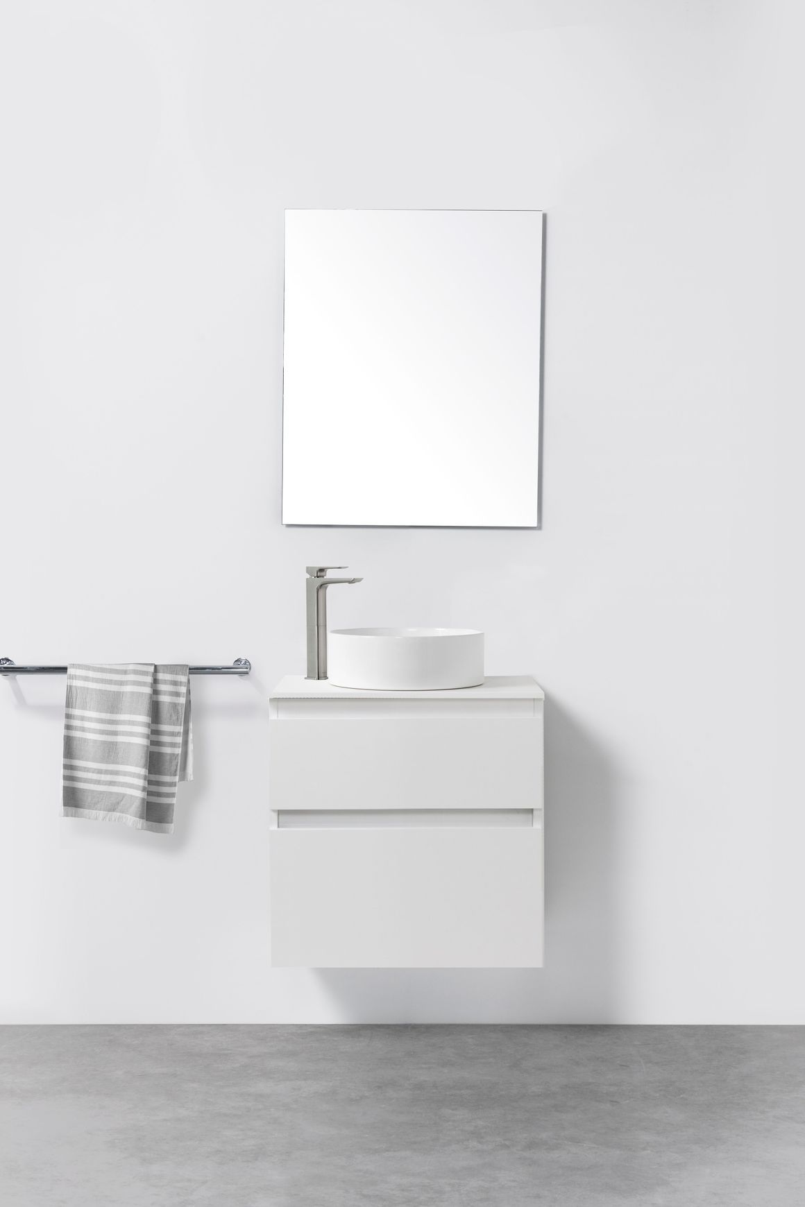 Soft Solid Slim Wall-Hung Vanity, 2 Drawers