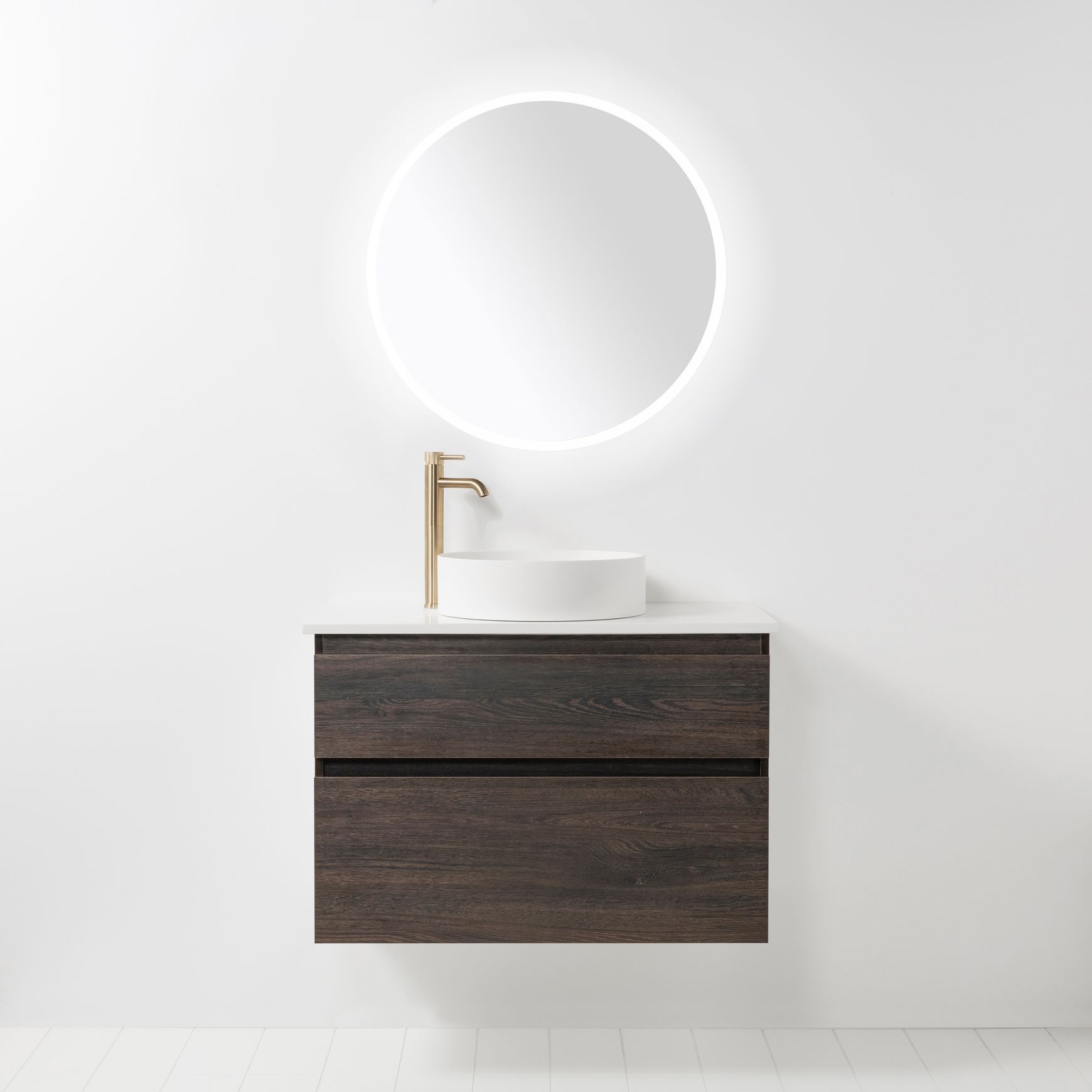 Soft Solid Slim Wall-Hung Vanity, 2 Drawers