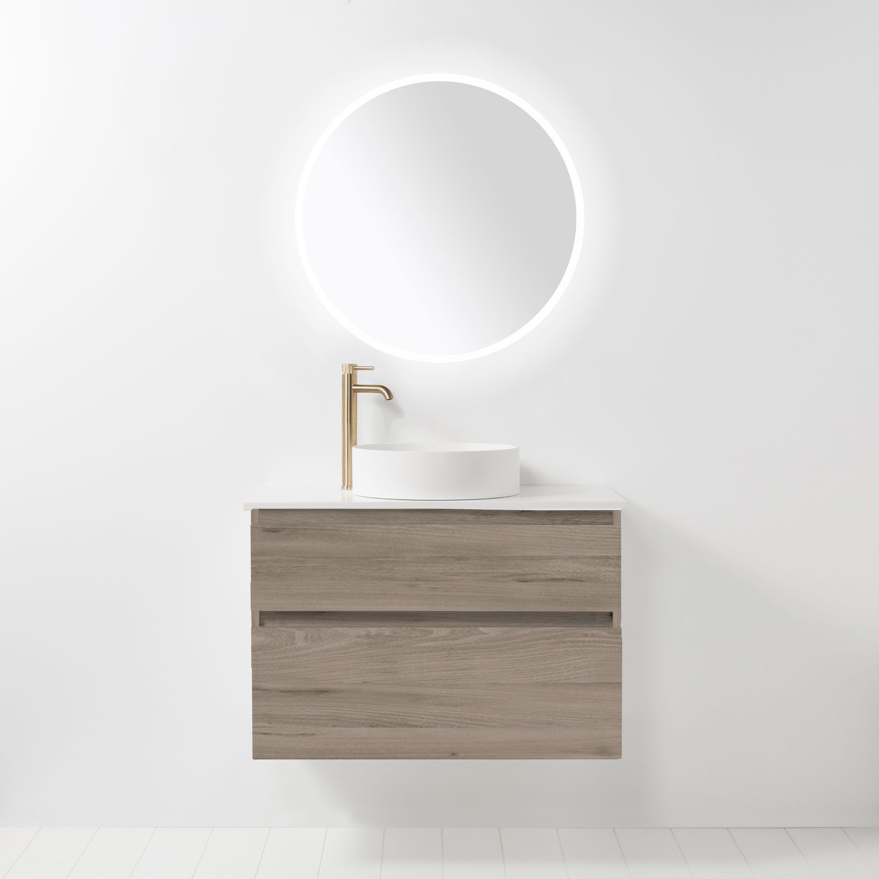 Soft Solid Slim Wall-Hung Vanity, 2 Drawers