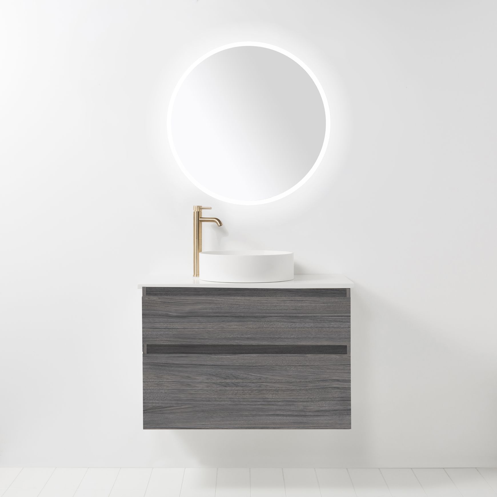 Soft Solid Slim Wall-Hung Vanity, 2 Drawers