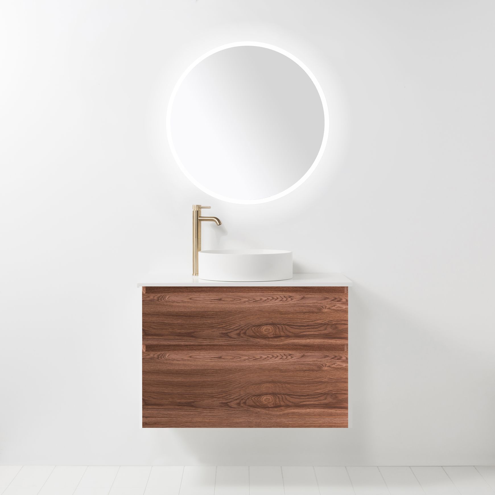 Soft Solid Slim Wall-Hung Vanity, 2 Drawers