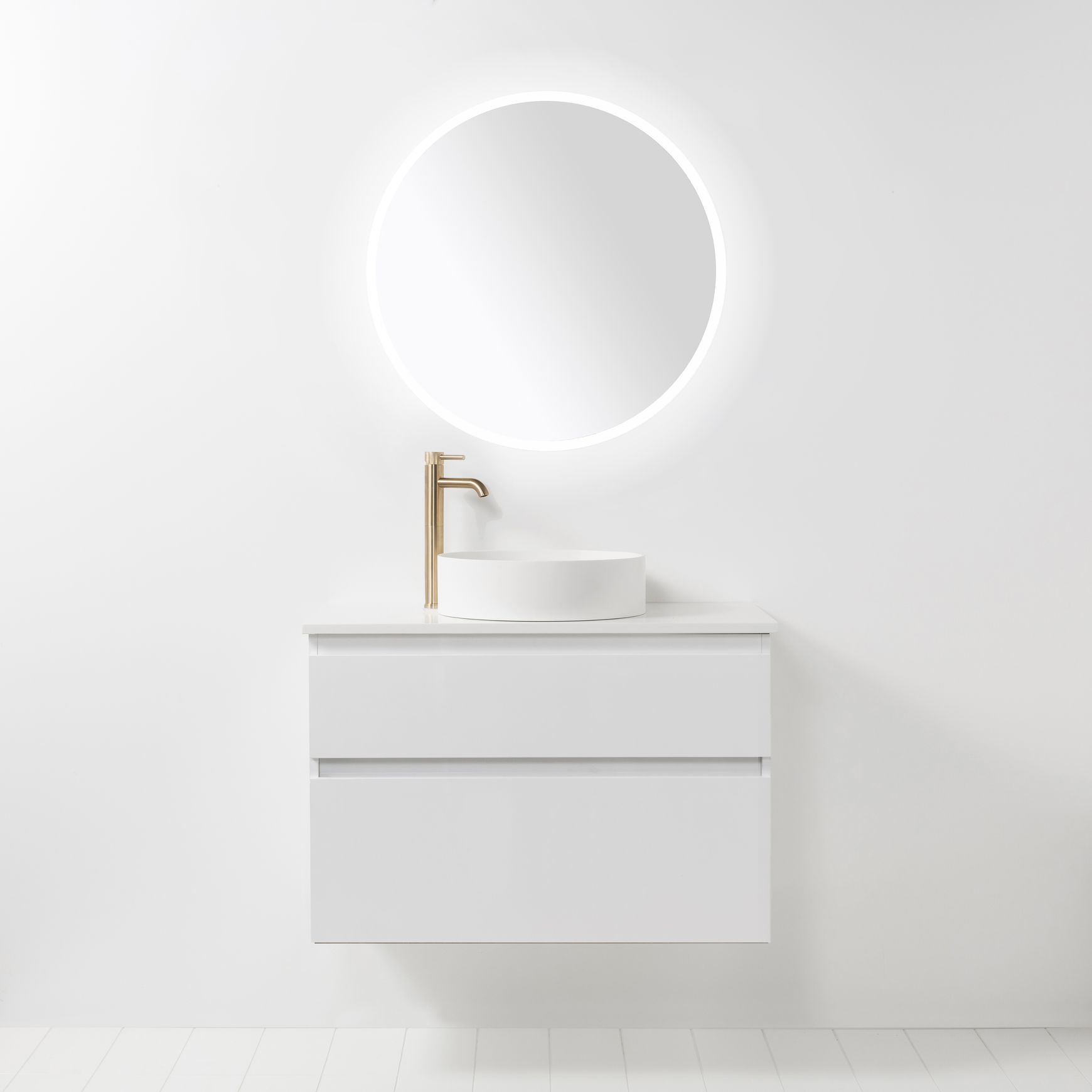 Soft Solid Slim Wall-Hung Vanity, 2 Drawers
