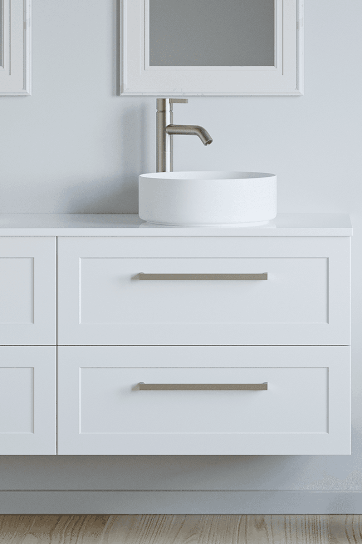 Telaio 1500 Single Right Bowl 4 Drawer Wall Vanity