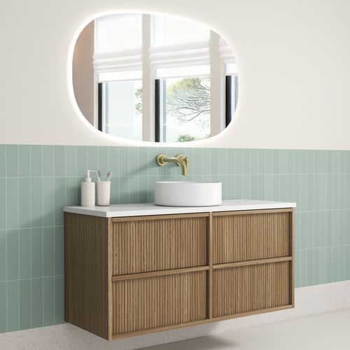 Aulic Venetta Fluted Wall Hung 1200m Harvest Oak vanity