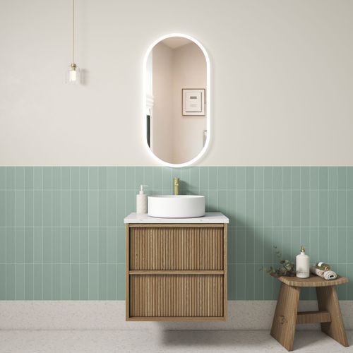 Aulic Venetta Fluted Wall Hung 600 Harvest Oak Cabinet