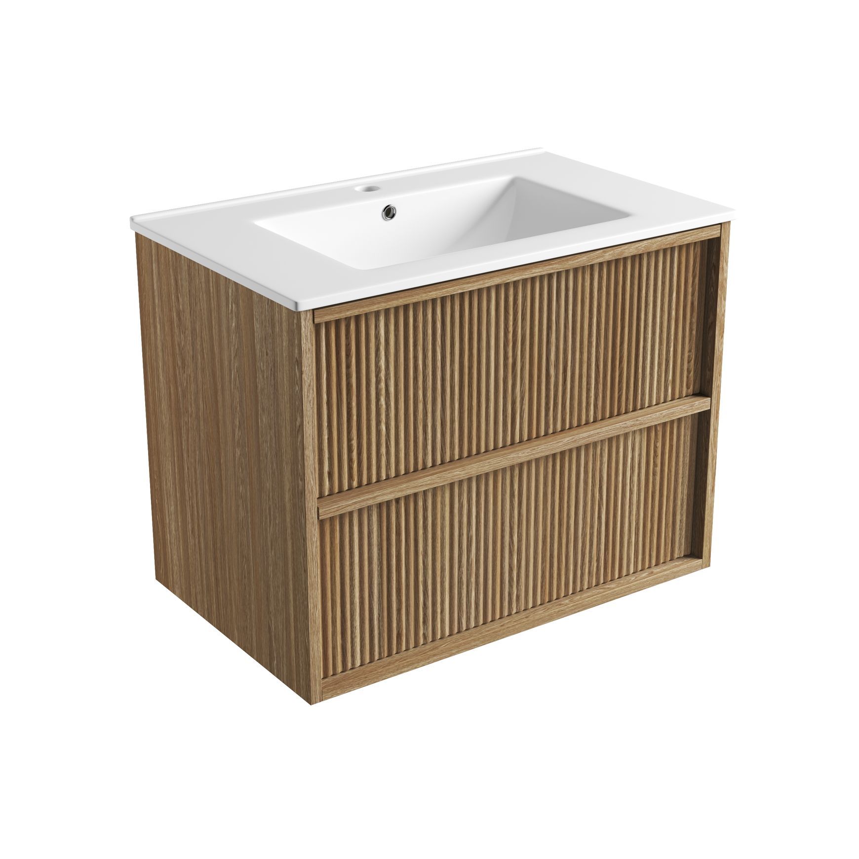 Aulic Venetta Fluted Wall Hung 750m Harvest Oak cabinet