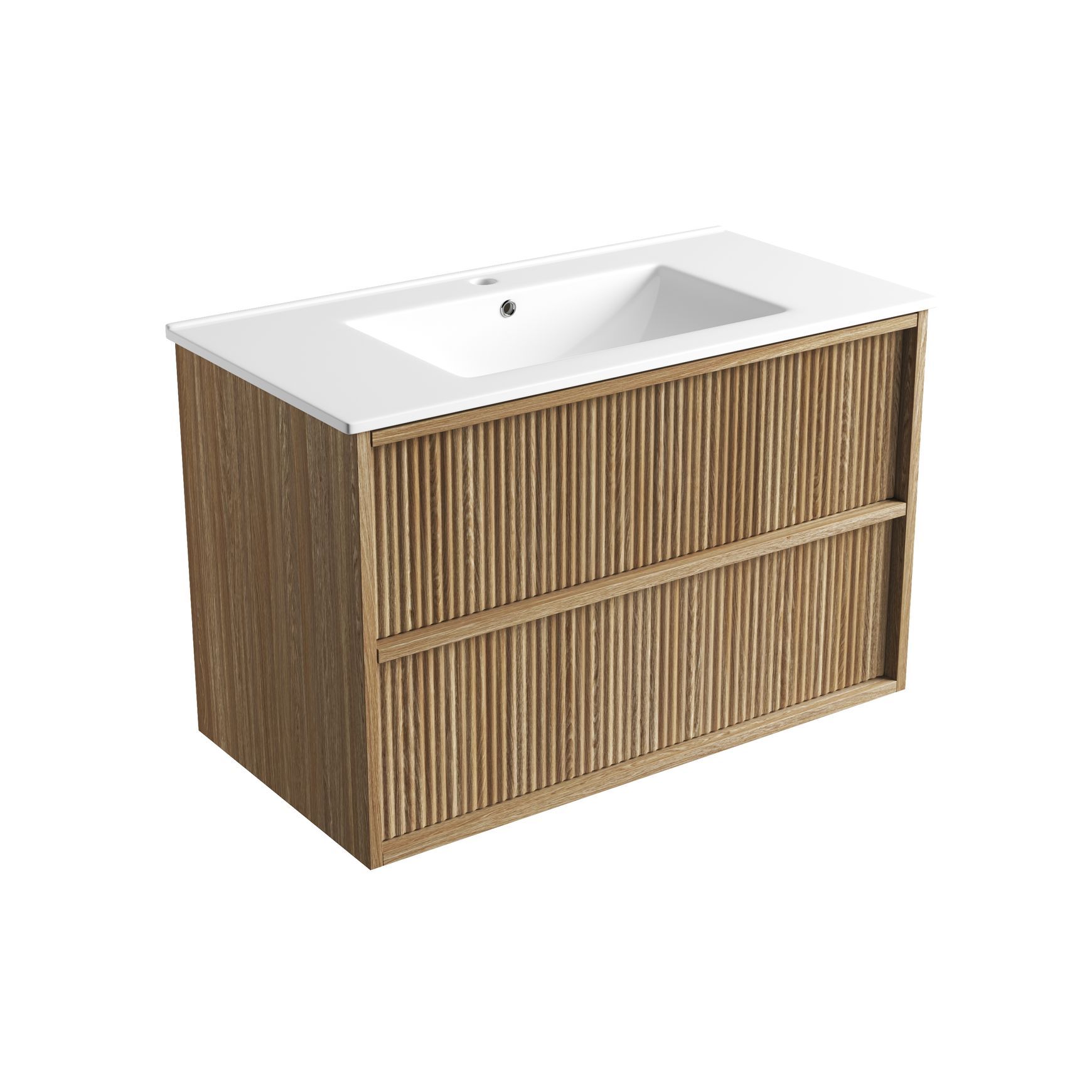 Aulic Venetta Fluted Wall Hung 900m Harvest Oak Cabinet