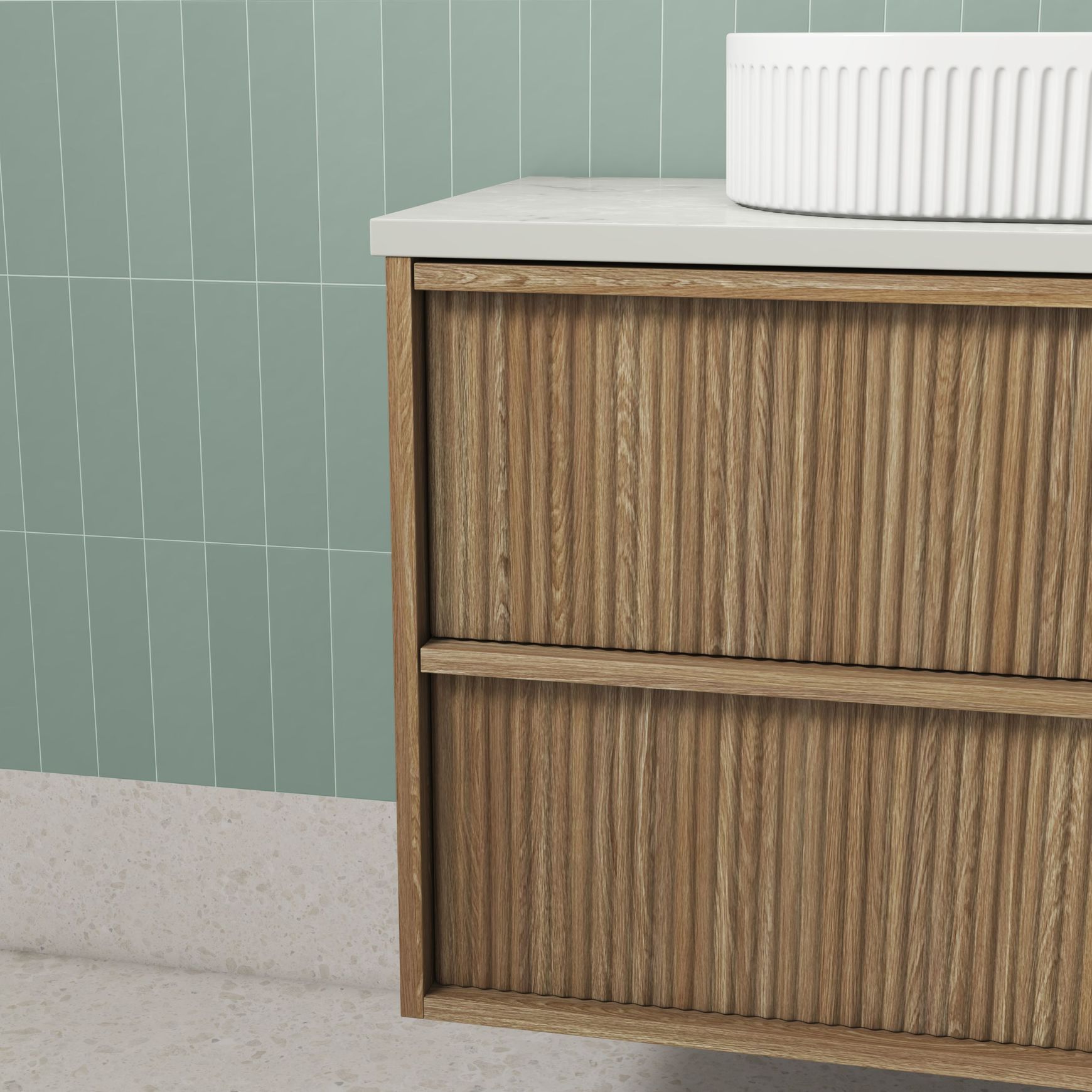 Aulic Venetta Fluted Wall Hung 900m Harvest Oak Cabinet