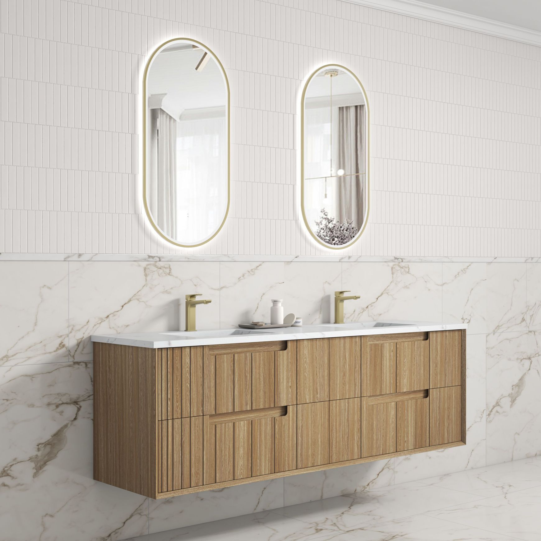 Aulic Voulari Framed Wall Hung 1800 Harvest Oak Cabinet