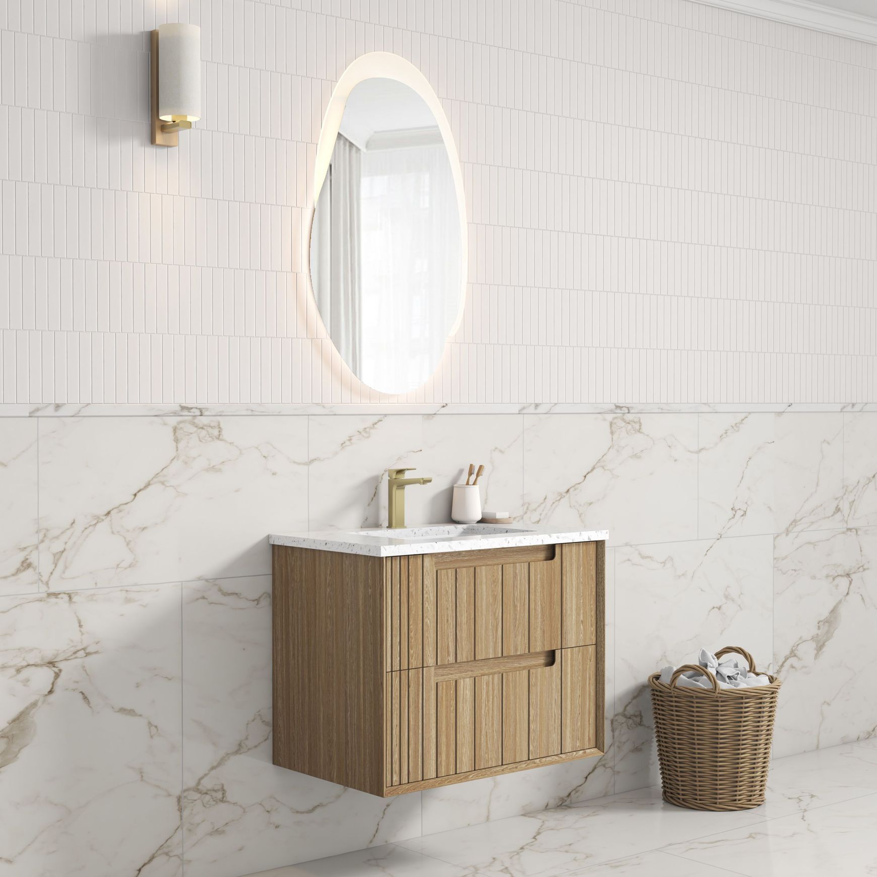 Aulic Voulari Framed Wall Hung 750m Harvest Oak Cabinet