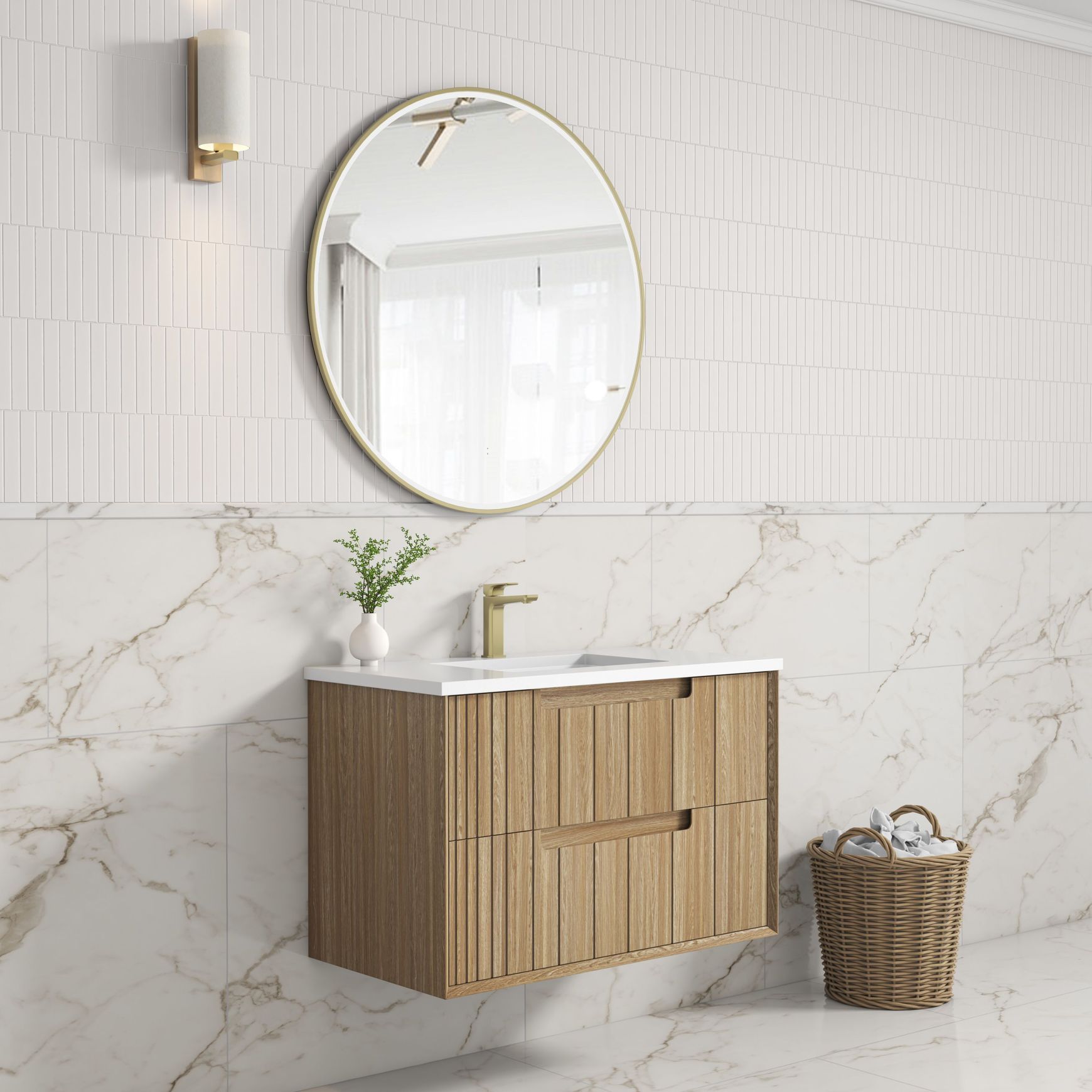 Aulic Voulari Framed Wall Hung 900m Harvest Oak Cabinet
