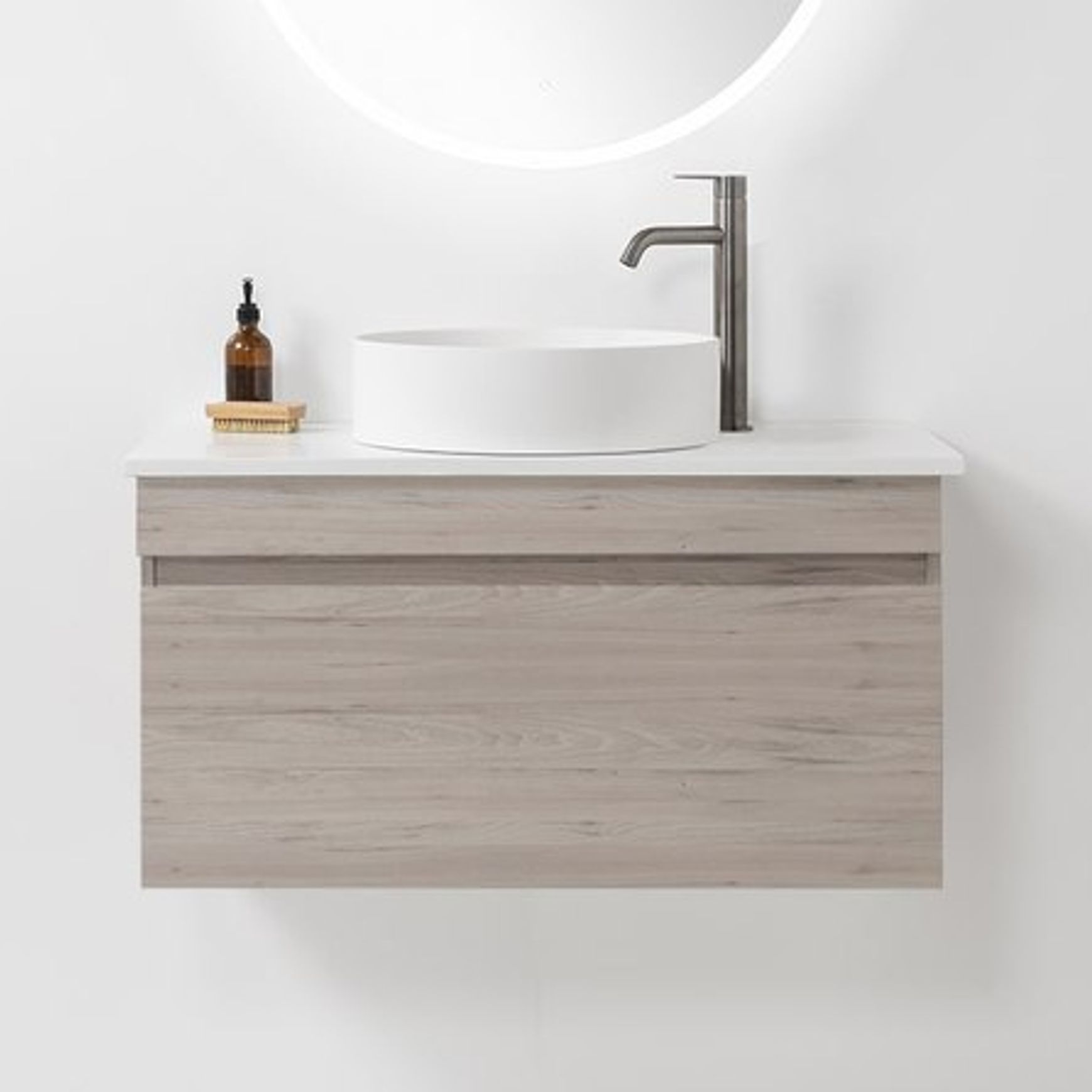 Soft Solid Surface Wall-Hung Vanity, 1 Drawer
