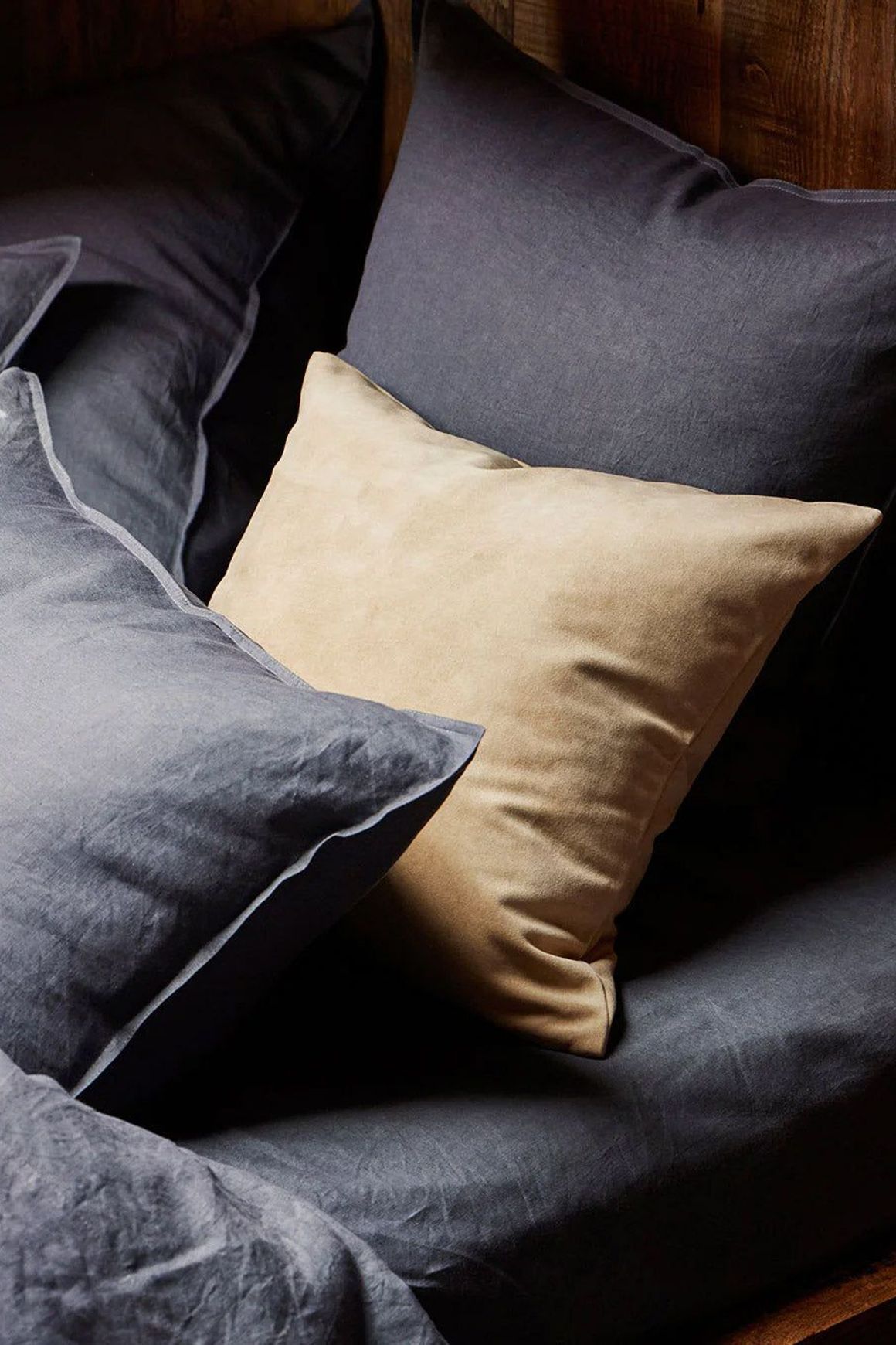 Ravello Linen Fitted Sheet - Denim | Weave Home Bed Linen