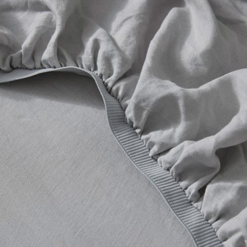 Ravello Linen Fitted Sheet - Silver | Weave Home Bed Linen