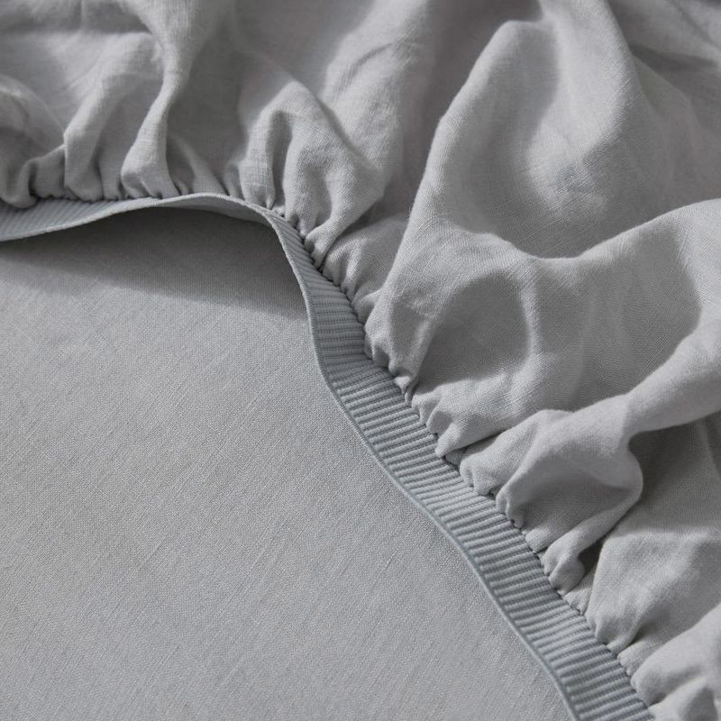 Ravello Linen Fitted Sheet - Silver | Weave Home Bed Linen