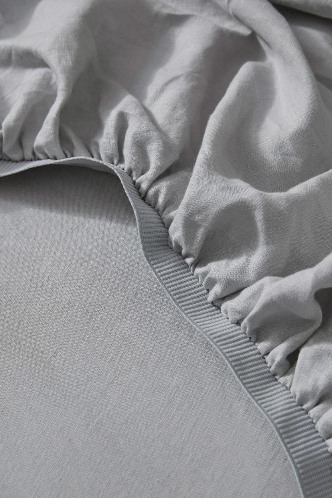 Ravello Linen Fitted Sheet - Silver | Weave Home Bed Linen