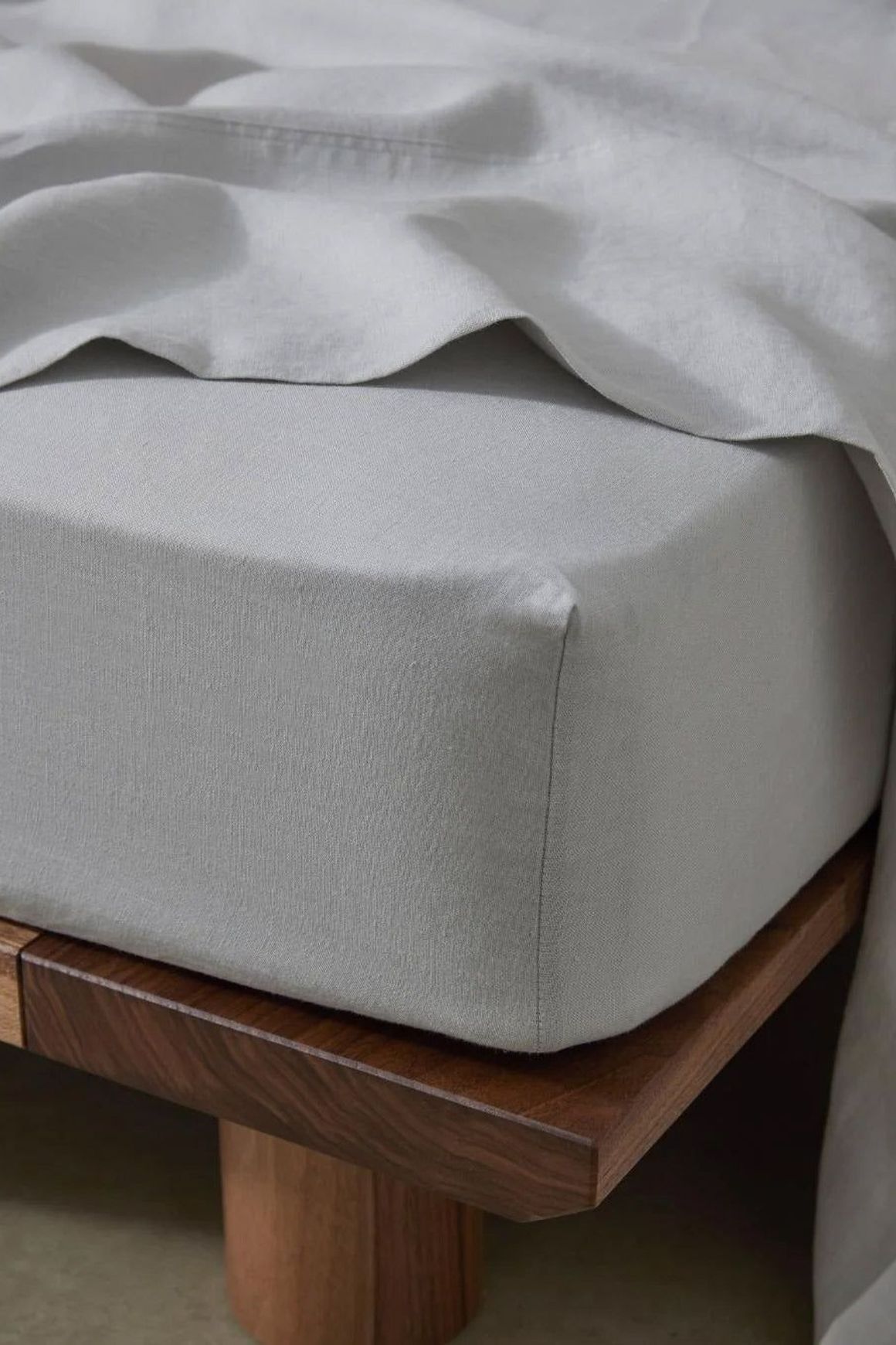 Ravello Linen Fitted Sheet - Silver | Weave Home Bed Linen