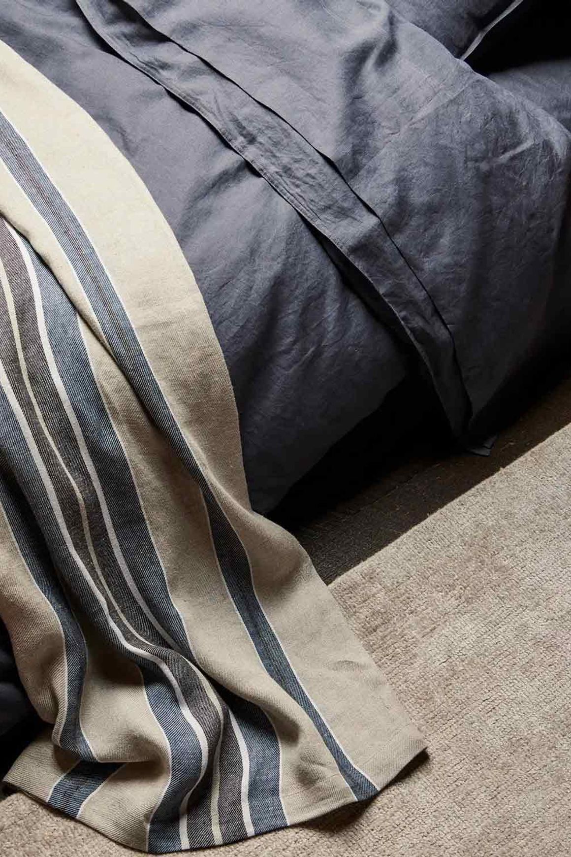 Ravello Linen Fitted Sheet - Denim | Weave Home Bed Linen