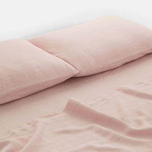 Linen Fitted Sheets Blush King-Single
