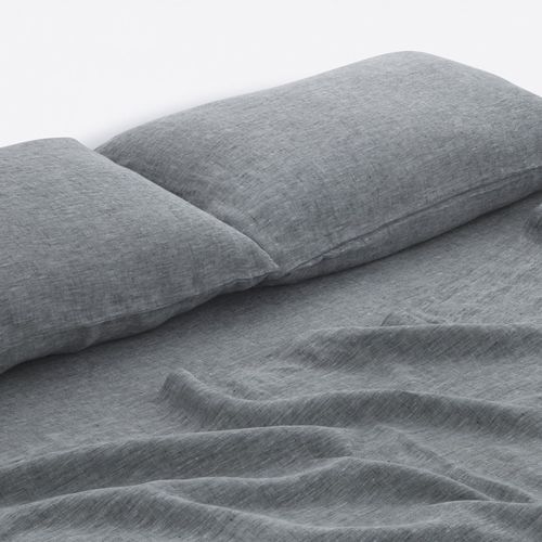 Linen Fitted Sheets Grey Marl King-Single