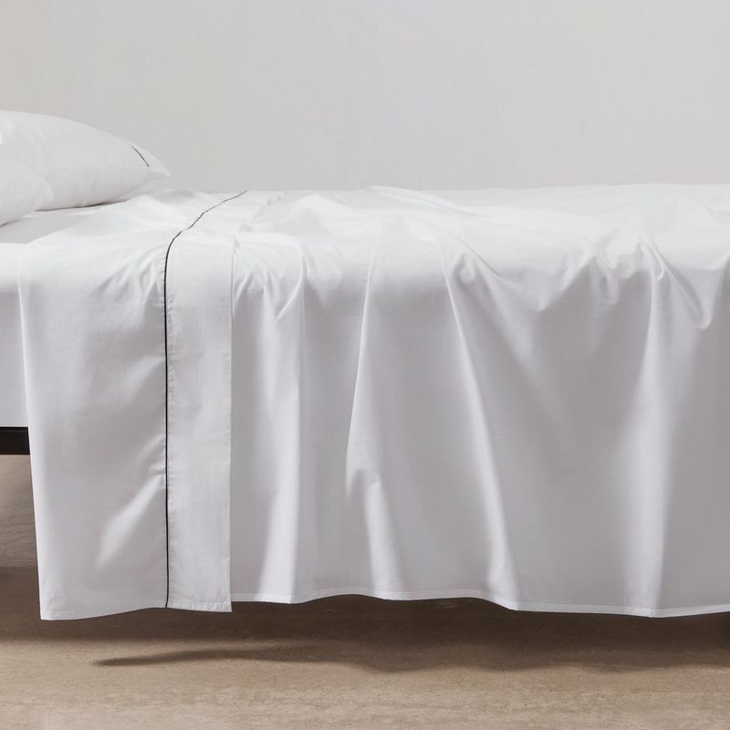 Cotton Percale Flat Sheets with Piping